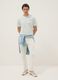 Blaues T-Shirt mit Schriftzug aus reiner Baumwolle, Regular Fit_0