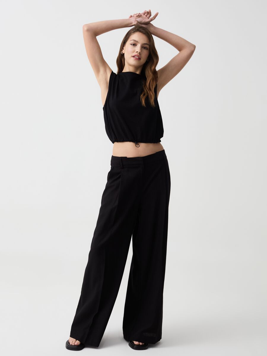 T-shirt crop boxy fit con coulisse_1