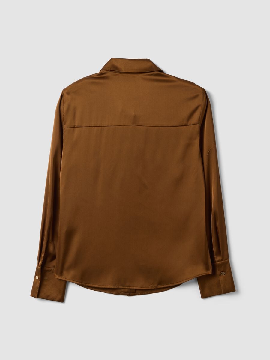 Brown stretch-fabric shirt with classic collar_5