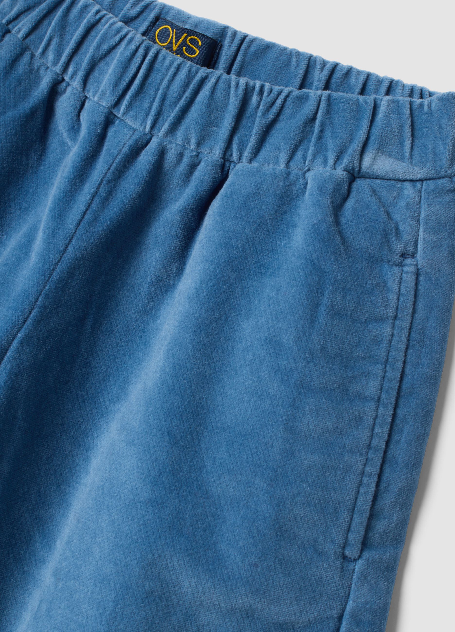 Light blue wide-leg stretch cotton trousers