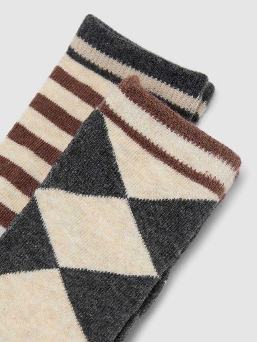 3-pack of beige long socks in stretch organic cotton_2