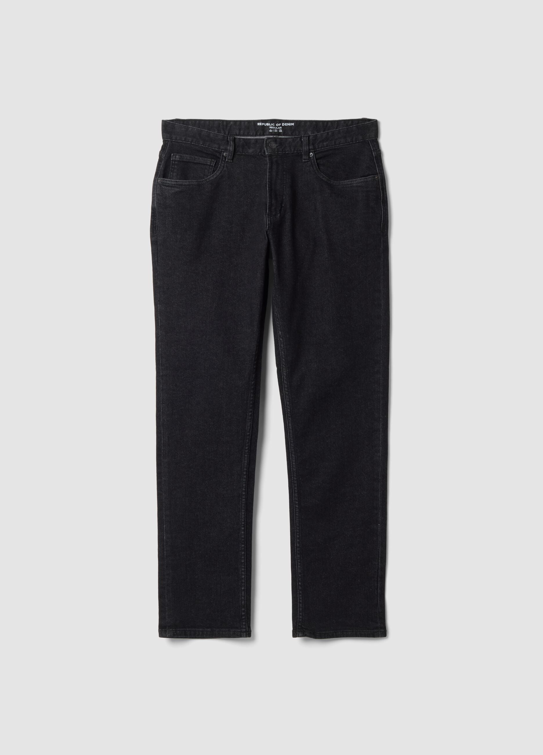 Jeans denim neri in cotone elasticizzato regular fit