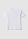 White pure cotton children's T-shirt, regular fit with pocket_0