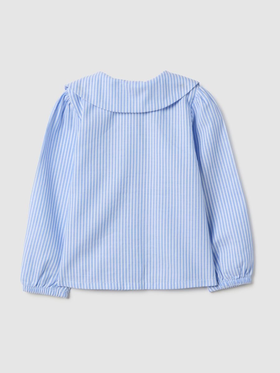 Regular fit light blue striped cotton shirt for girls_1