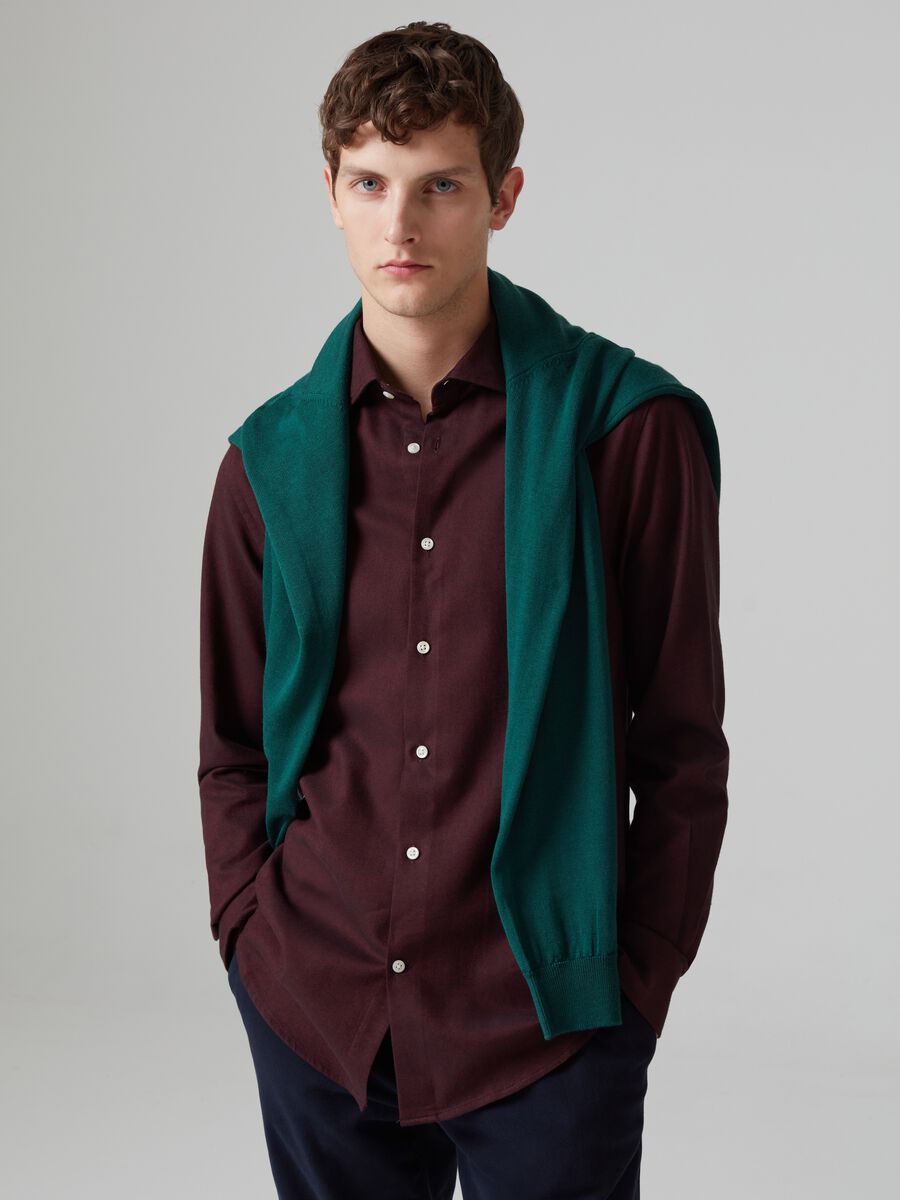 Solid-colour flannel shirt_0
