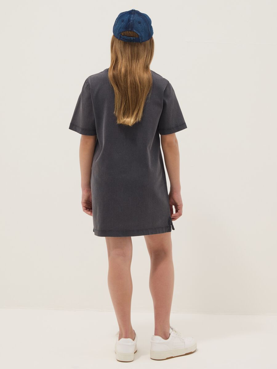 Black pure cotton mini dress with short sleeves_1