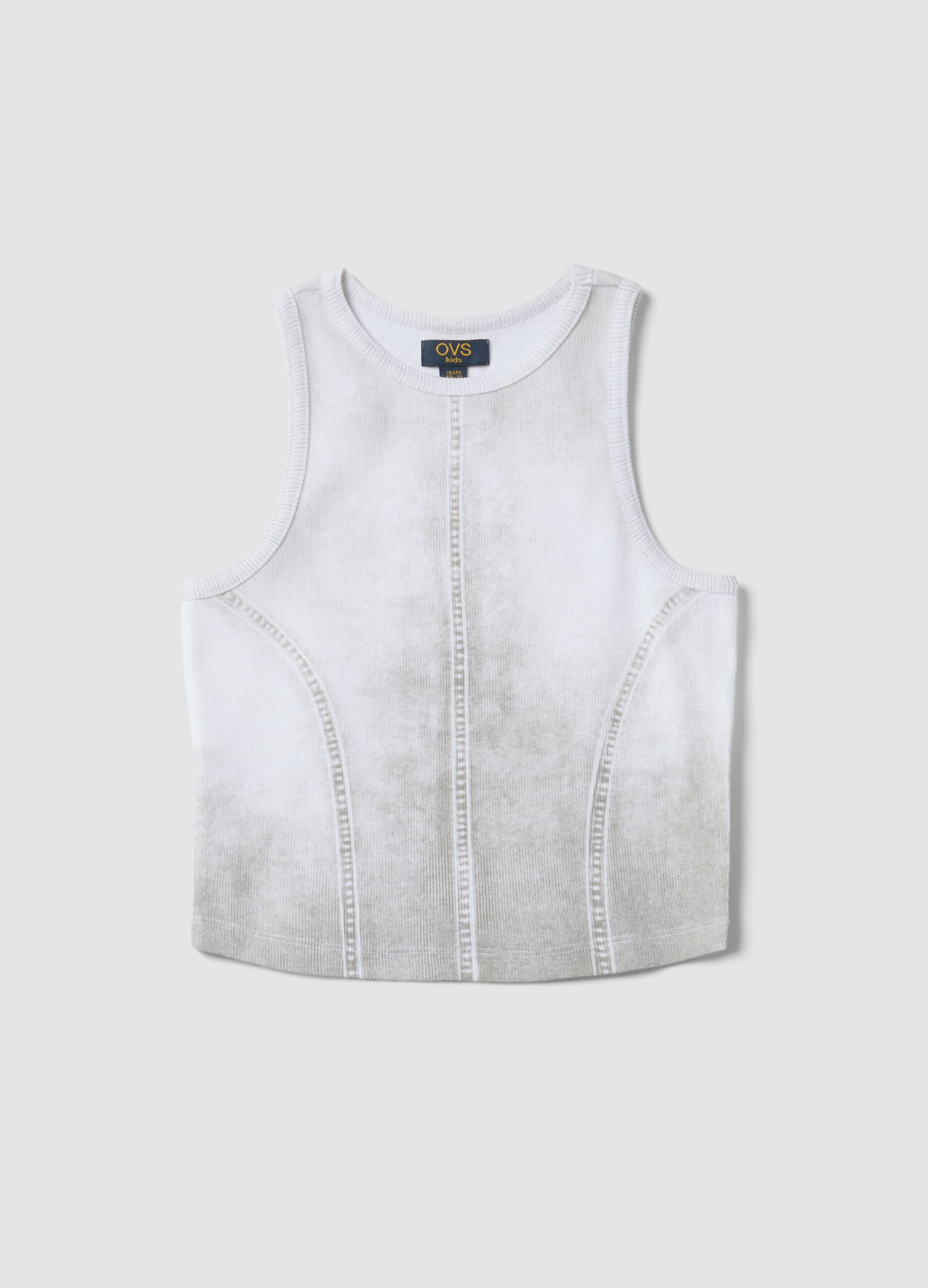 Girls&rsquo; white stretch-cotton fitted tank top