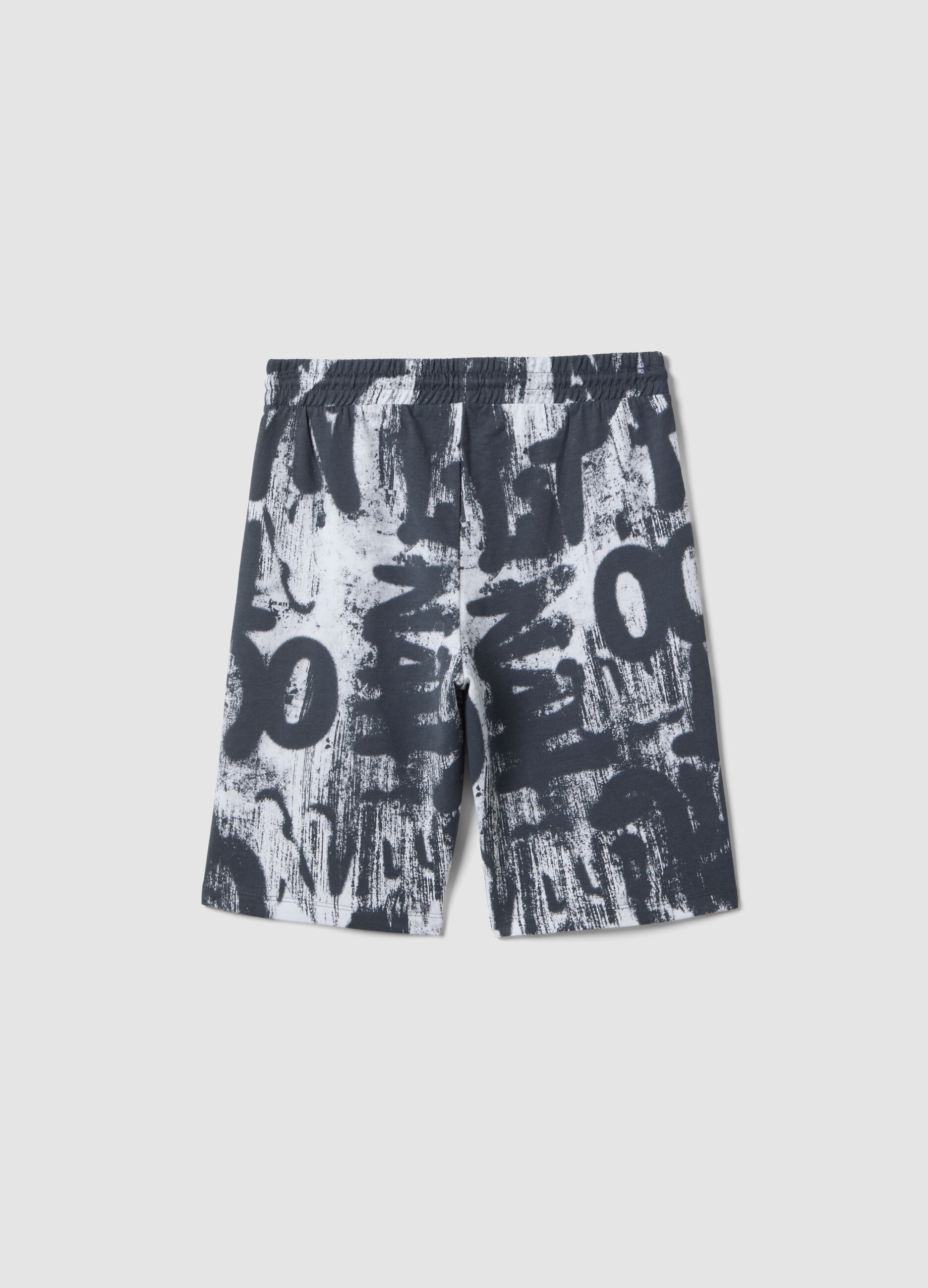 Boy's pure cotton shorts with multicolour print, regular fit