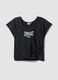 Black pure cotton regular fit T-shirt with knot detail_4