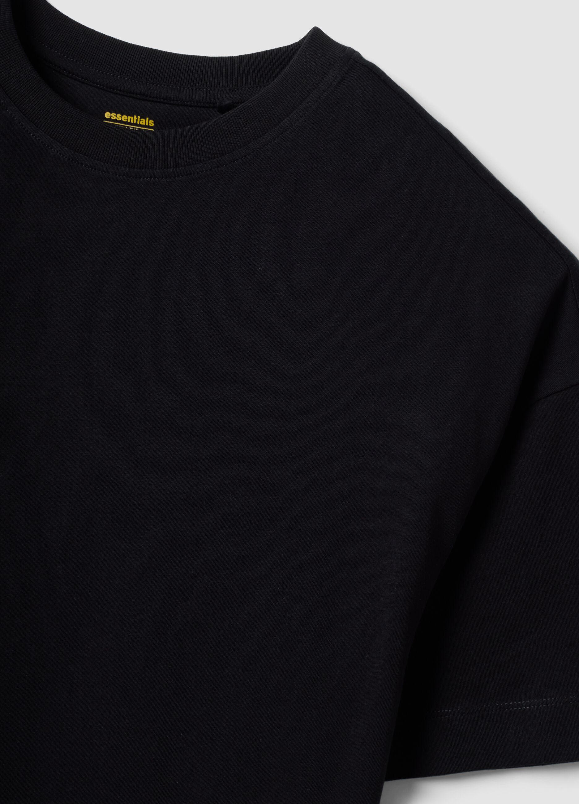 Black oversized pure cotton short-sleeve T-shirt