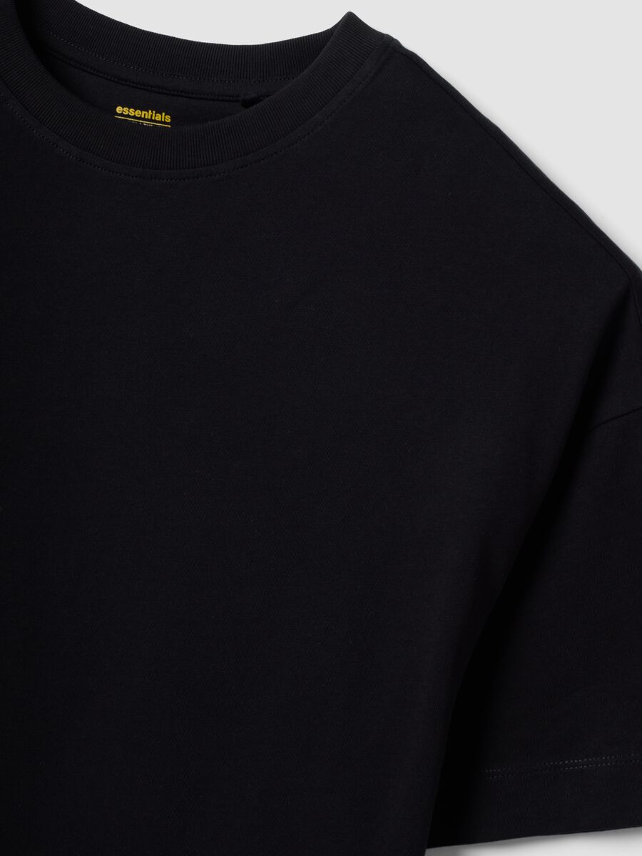 Black oversized pure cotton short-sleeve T-shirt_6