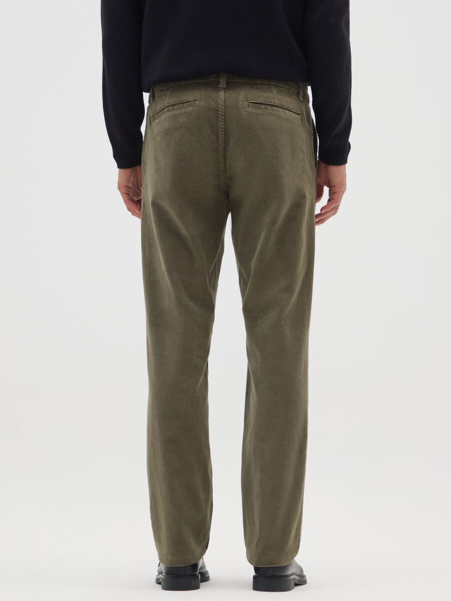 Regular fit green corduroy trousers with stretch cotton_2