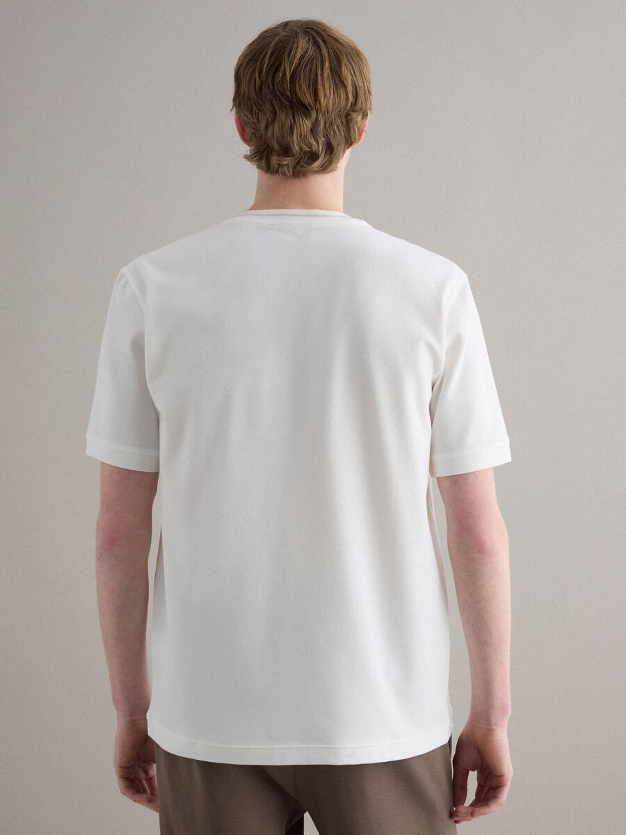 White crew neck stretch cotton T-shirt relaxed fit_3