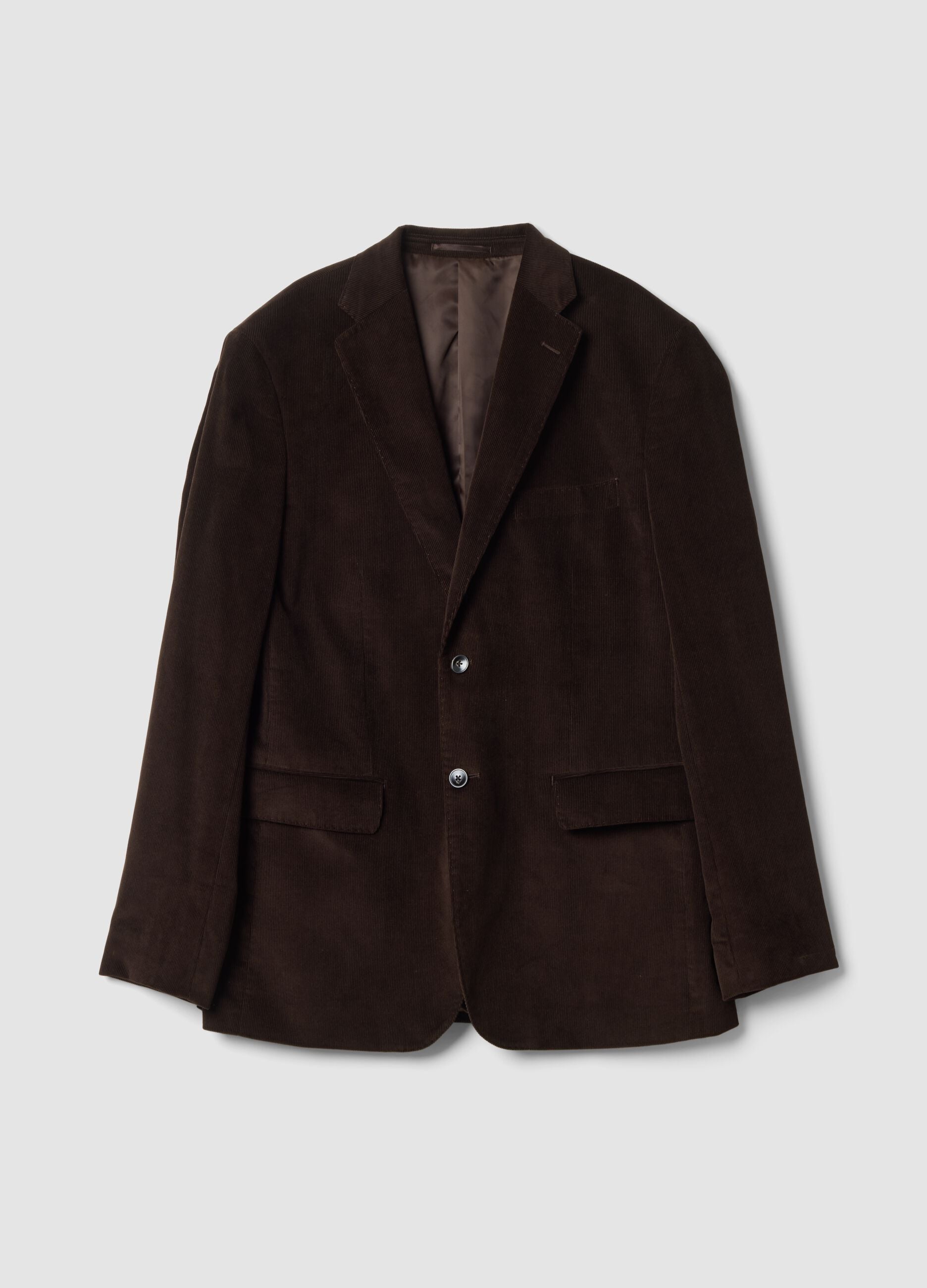 Blazer marrone in puro cotone regular fit a coste