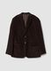 Blazer marrone in puro cotone regular fit a coste_0