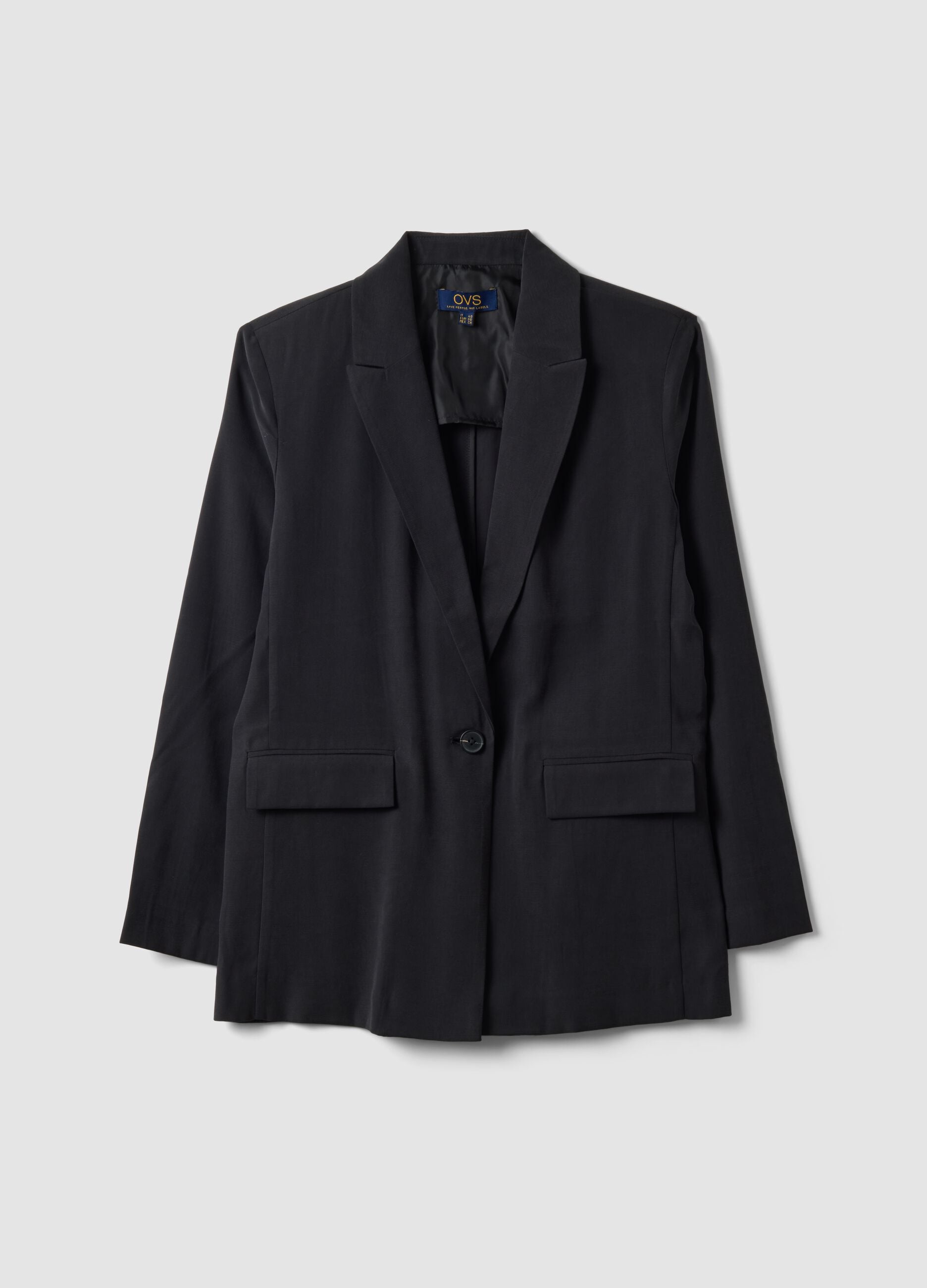 Black regular-fit viscose-blend blazer