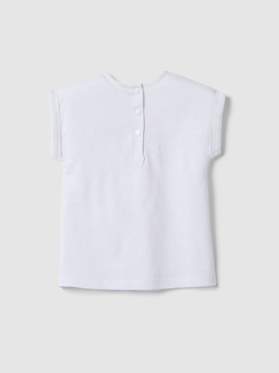 T-shirt in puro cotone bianca da bimba regular fit con ricami_1