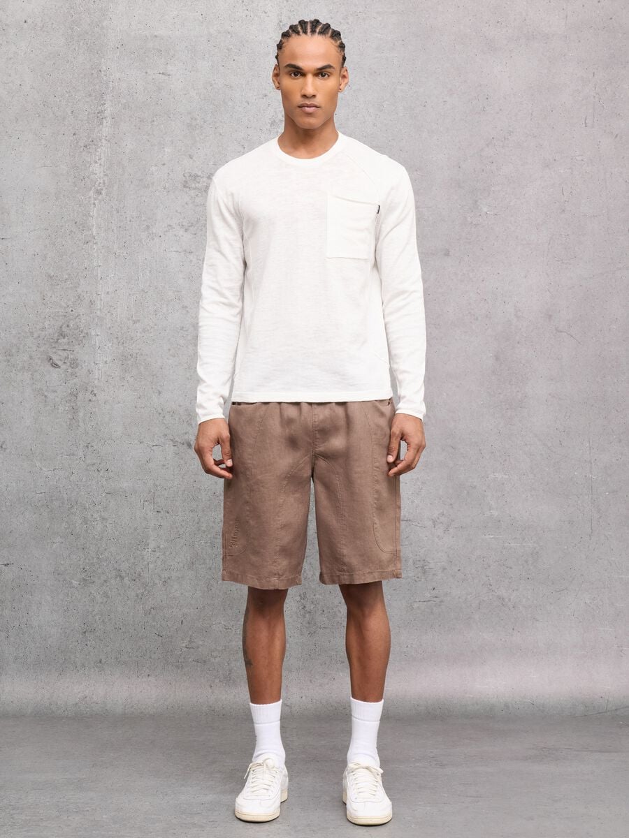 100% Linen Shorts in Mocha_0