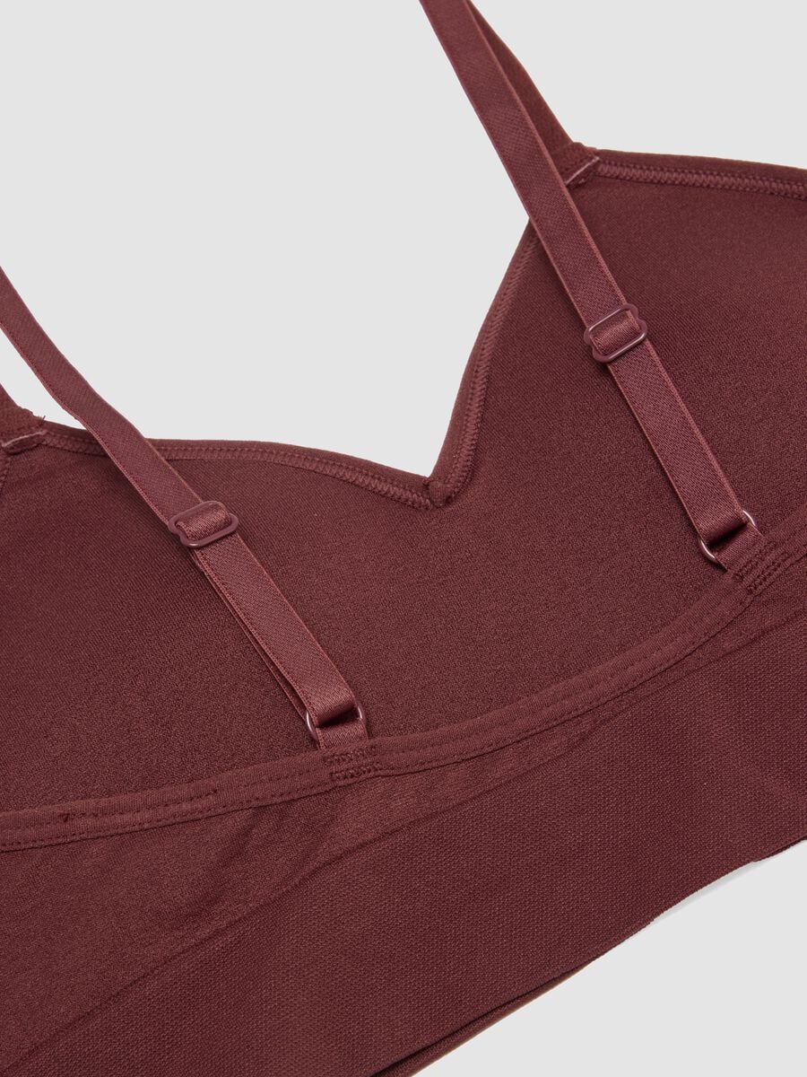Brown stretch microfibre bralette bra with removable padding_5