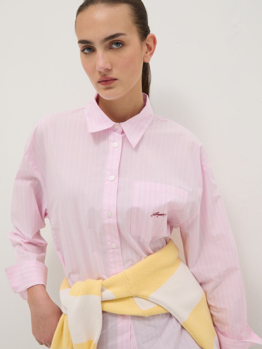 Pink striped pure cotton regular fit shirt_1