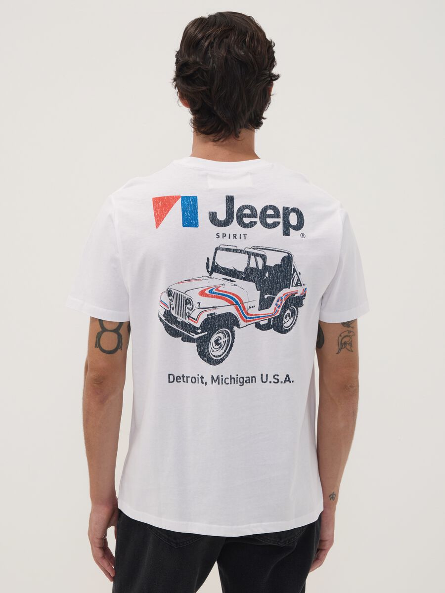 Wei&szlig;es Rundhals-T-Shirt aus reiner Baumwolle mit Jeep-Print_3