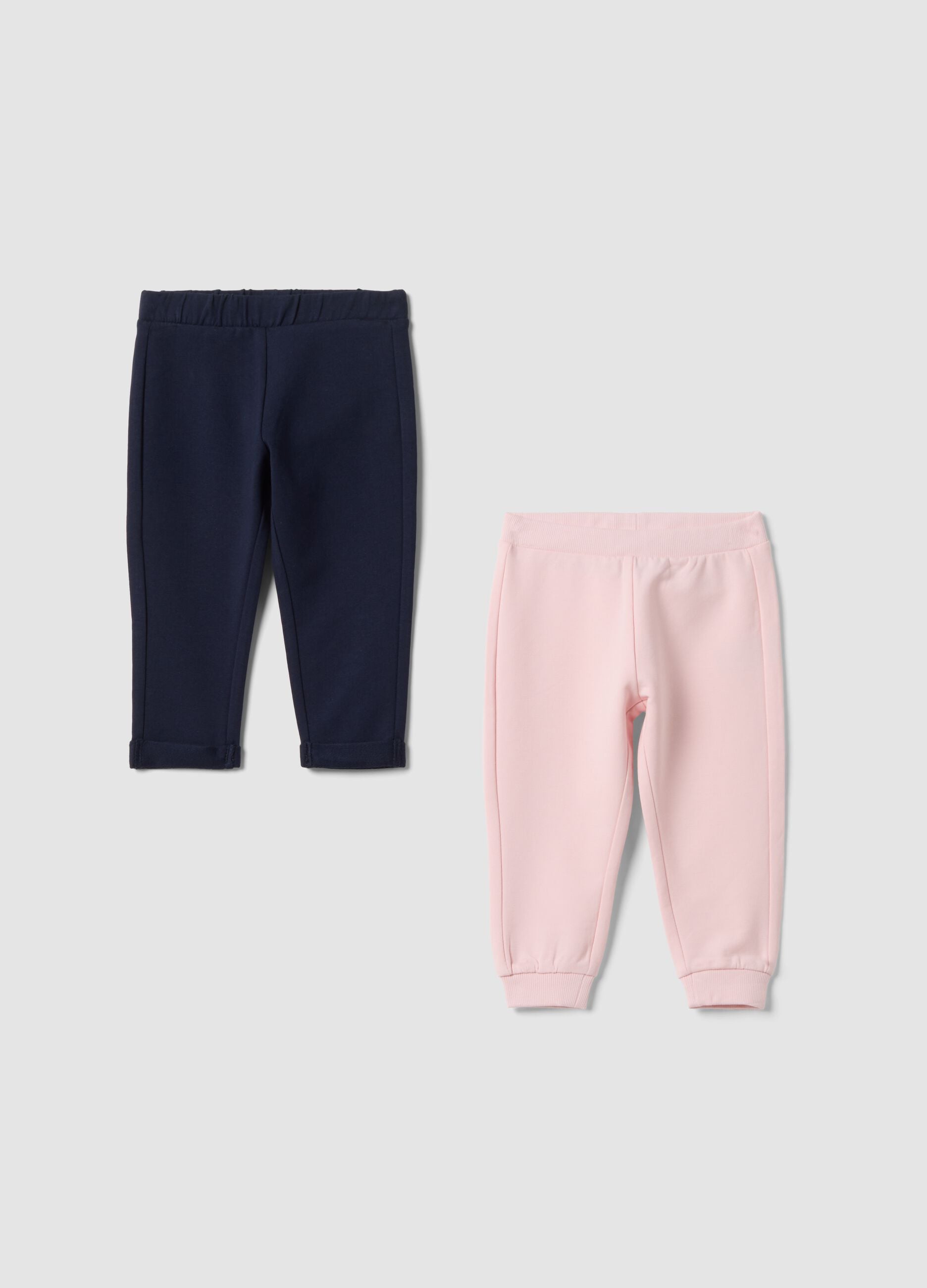 Two-pack of multicolour stretch-cotton joggers for baby girl