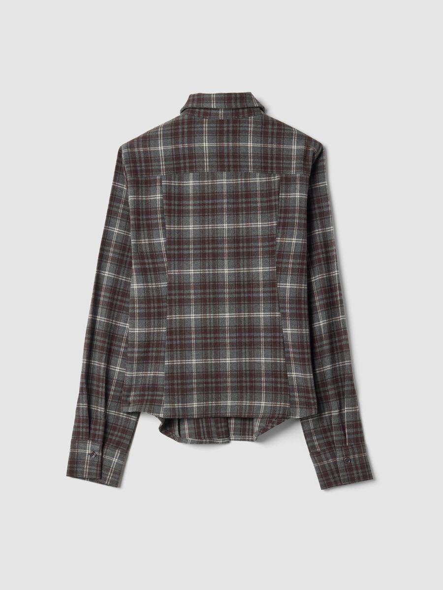 Camicia flanella grigia in viscosa elasticizzata con cravatta slim fit_1