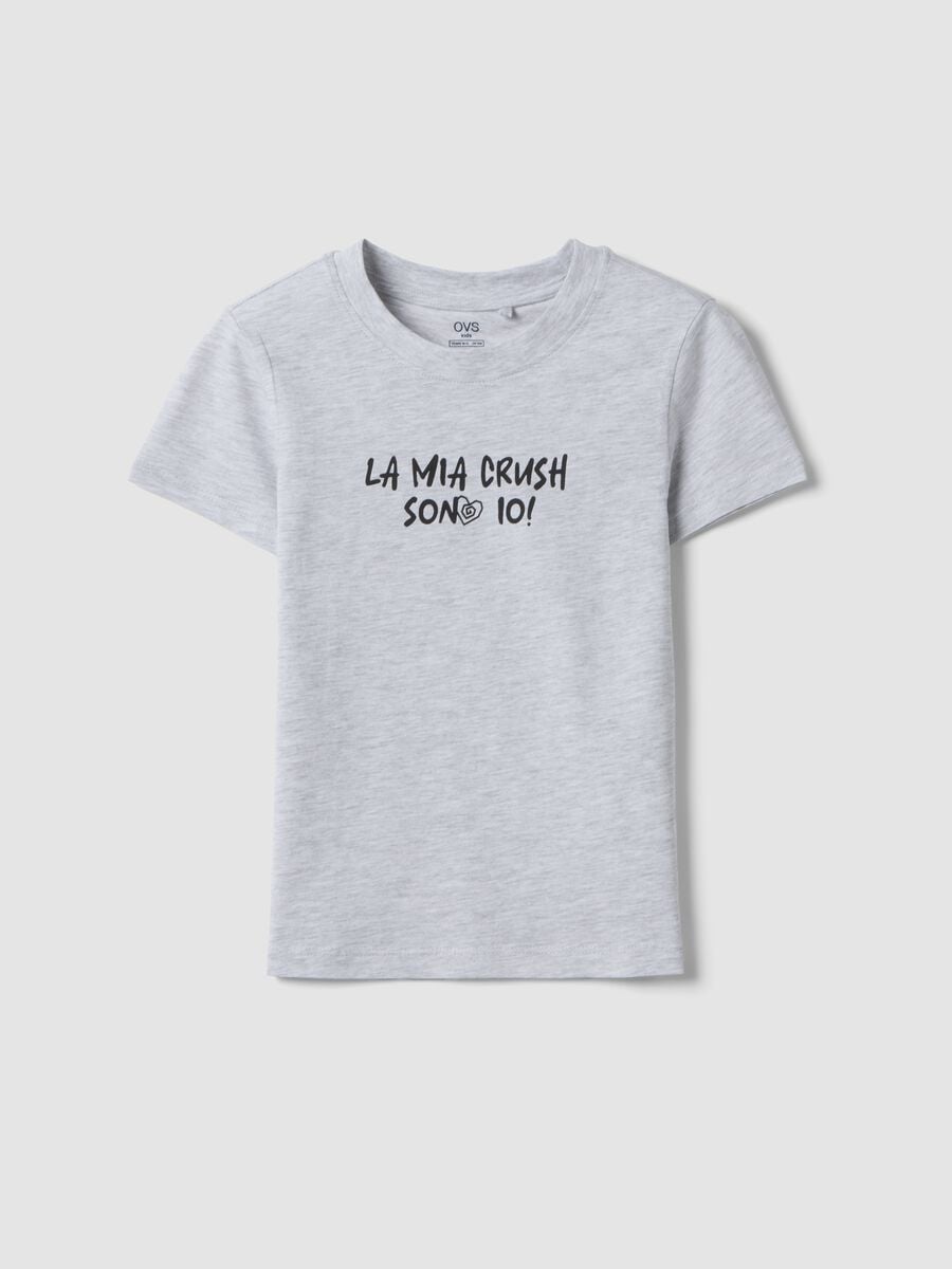 T-shirt grigia in cotone organico a maniche corte per ragazza regular fit_0