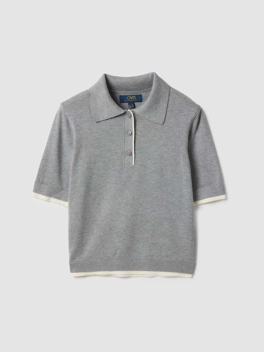 Grey viscose blend regular fit polo shirt_4
