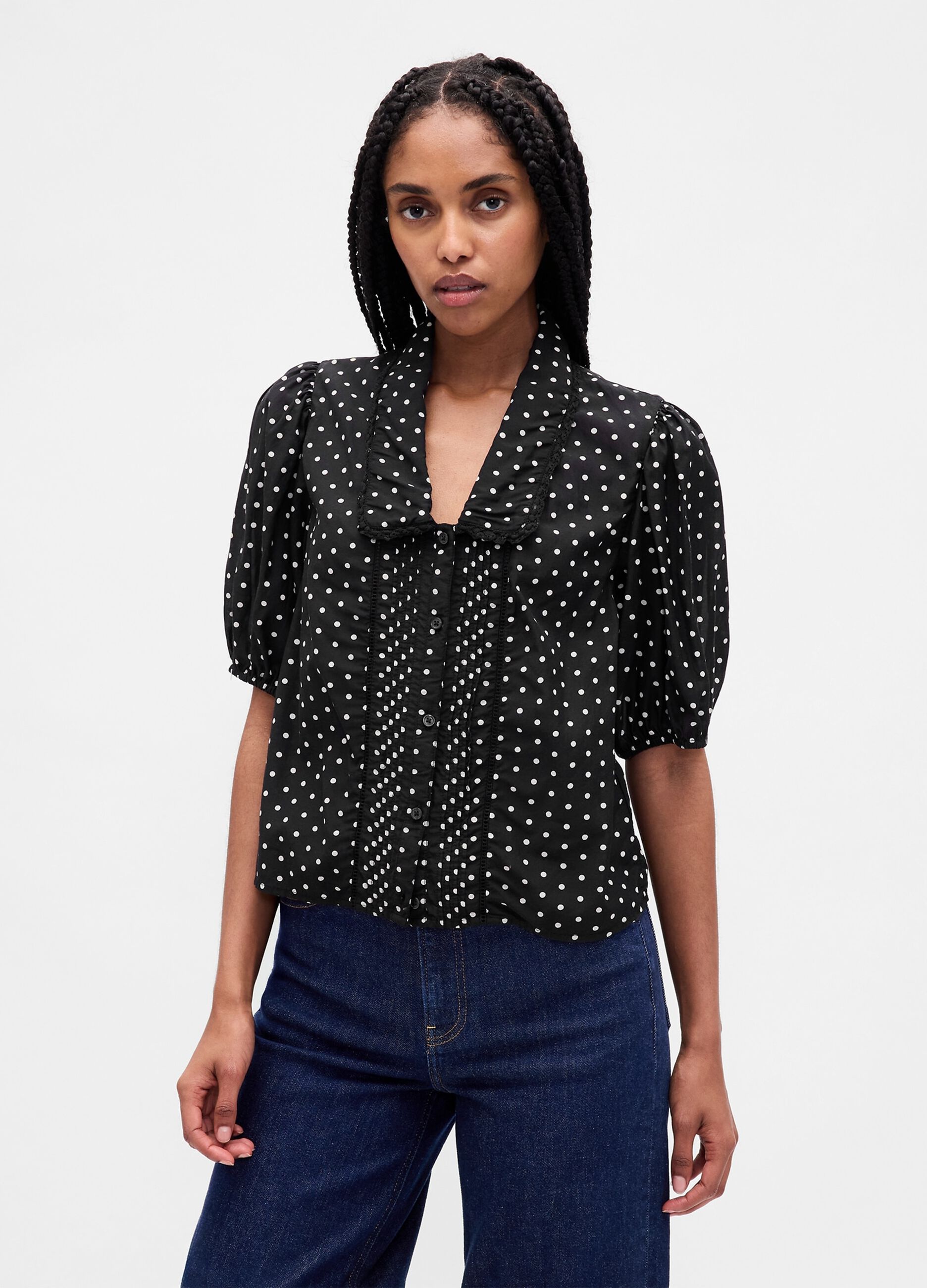 Black polka dot shirt