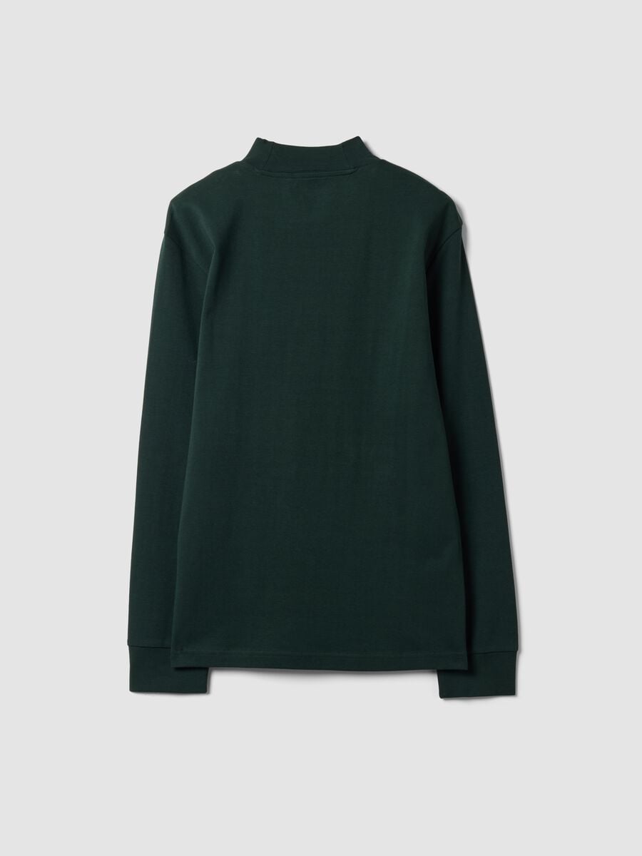 Gr&uuml;nes T-Shirt aus reiner Baumwolle mit strukturiertem Stehkragen, Regular Fit_2