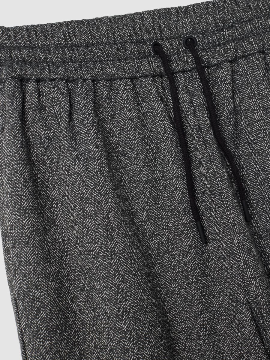 Grey stretch viscose-blend wide-leg joggers with pattern_7
