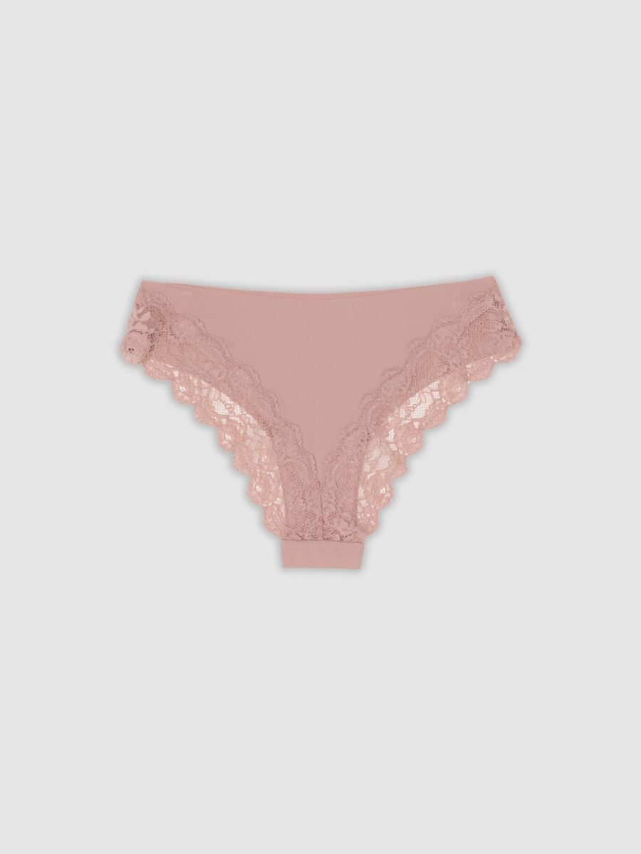 Pink stretch microfibre briefs with lace_1