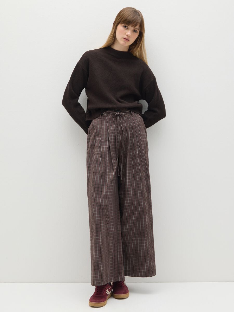 Wide Check Brown Trousers_0