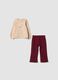 Completo beige in puro cotone con felpa girocollo_0