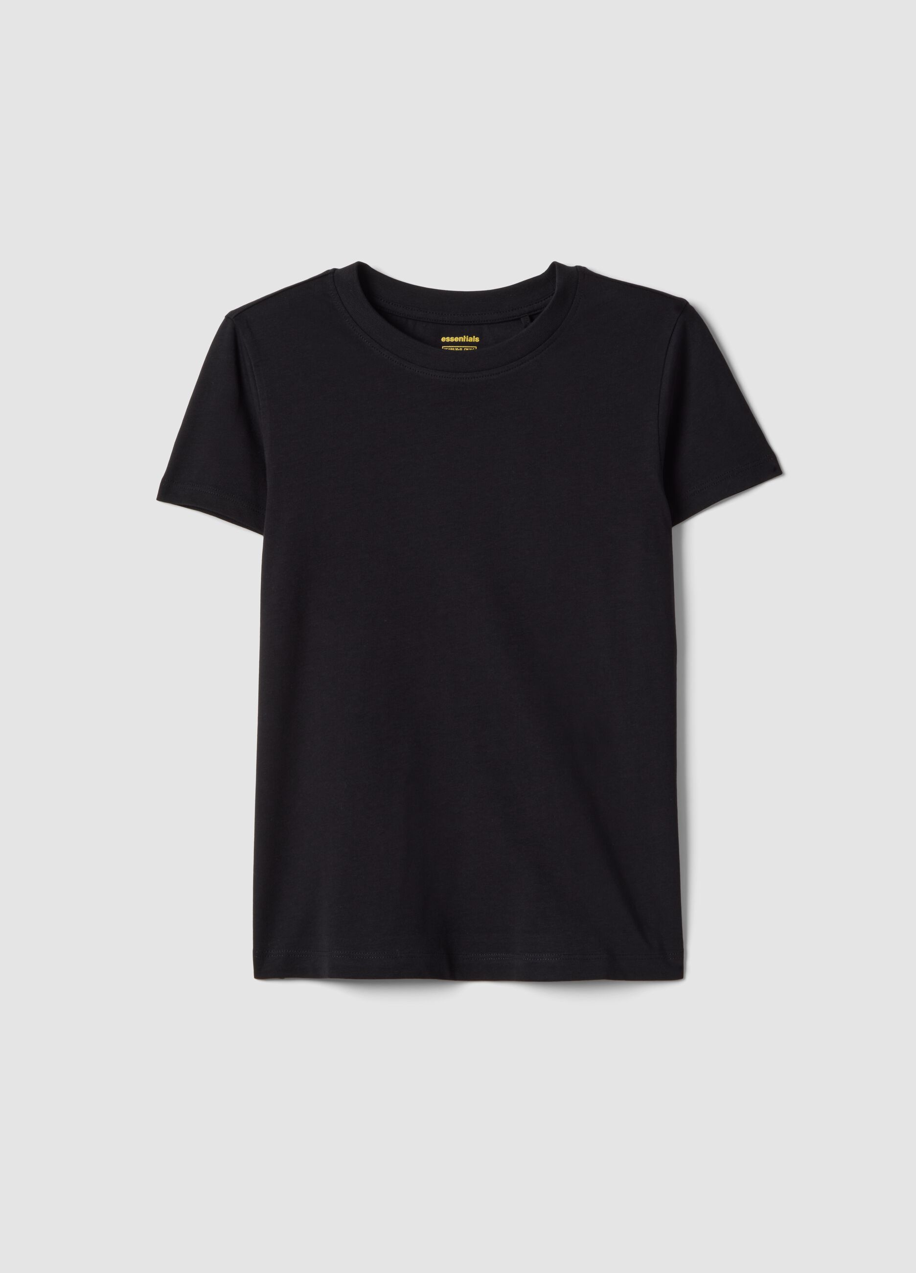 T-shirt preta 100% algod&atilde;o para rapariga, corte regular