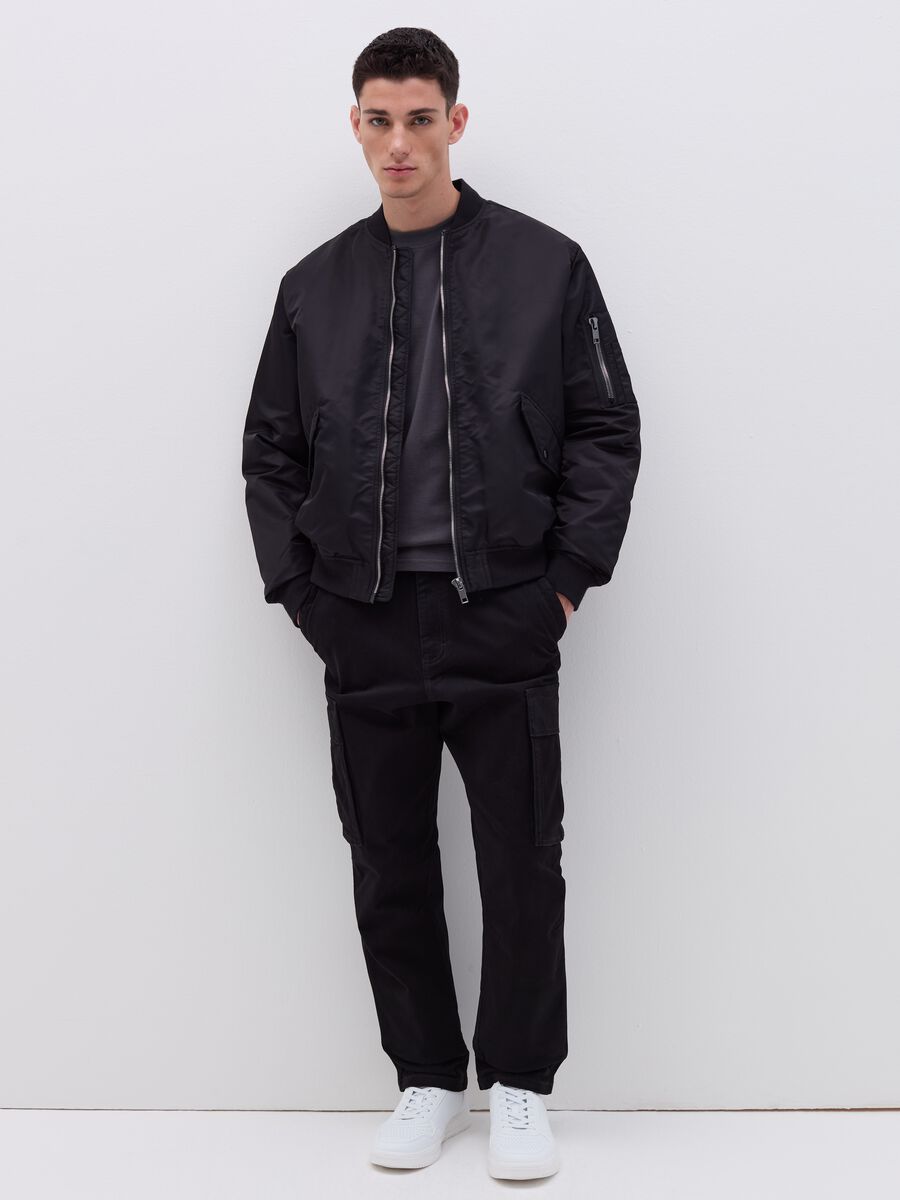 Solid colour full-zip bomber jacket_1