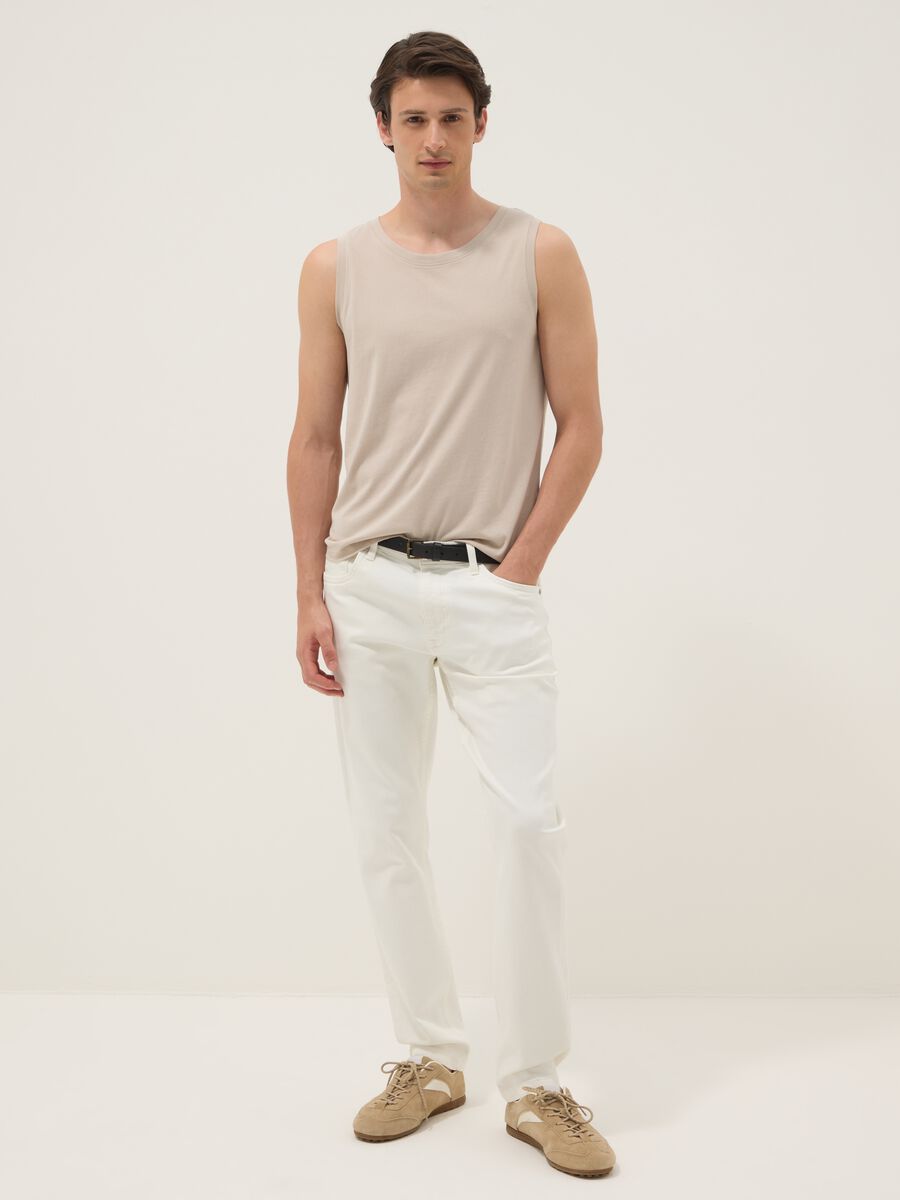 Beige pure cotton vest_2
