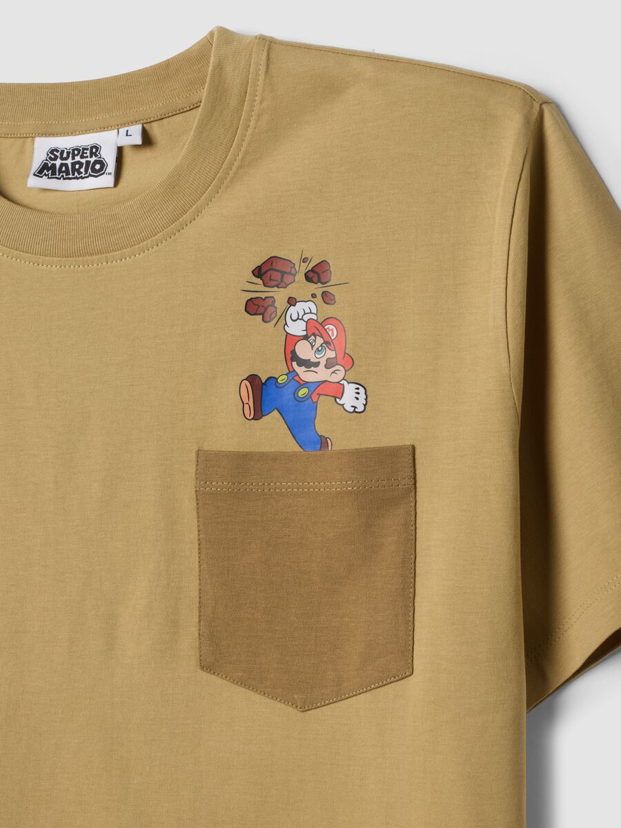 Beige pure cotton regular-fit T-shirt with chest pocket_1