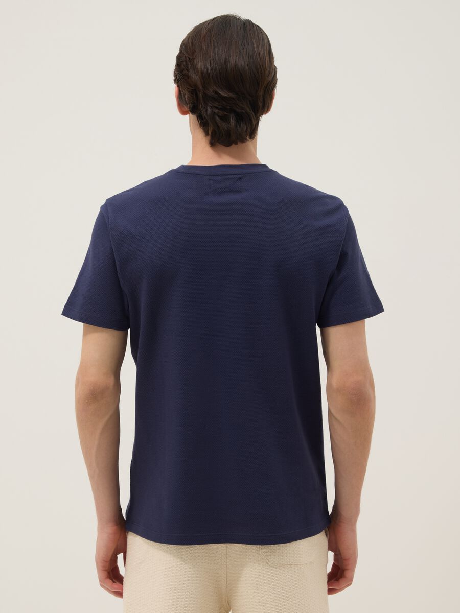 Blue short-sleeved pure cotton T-shirt_3