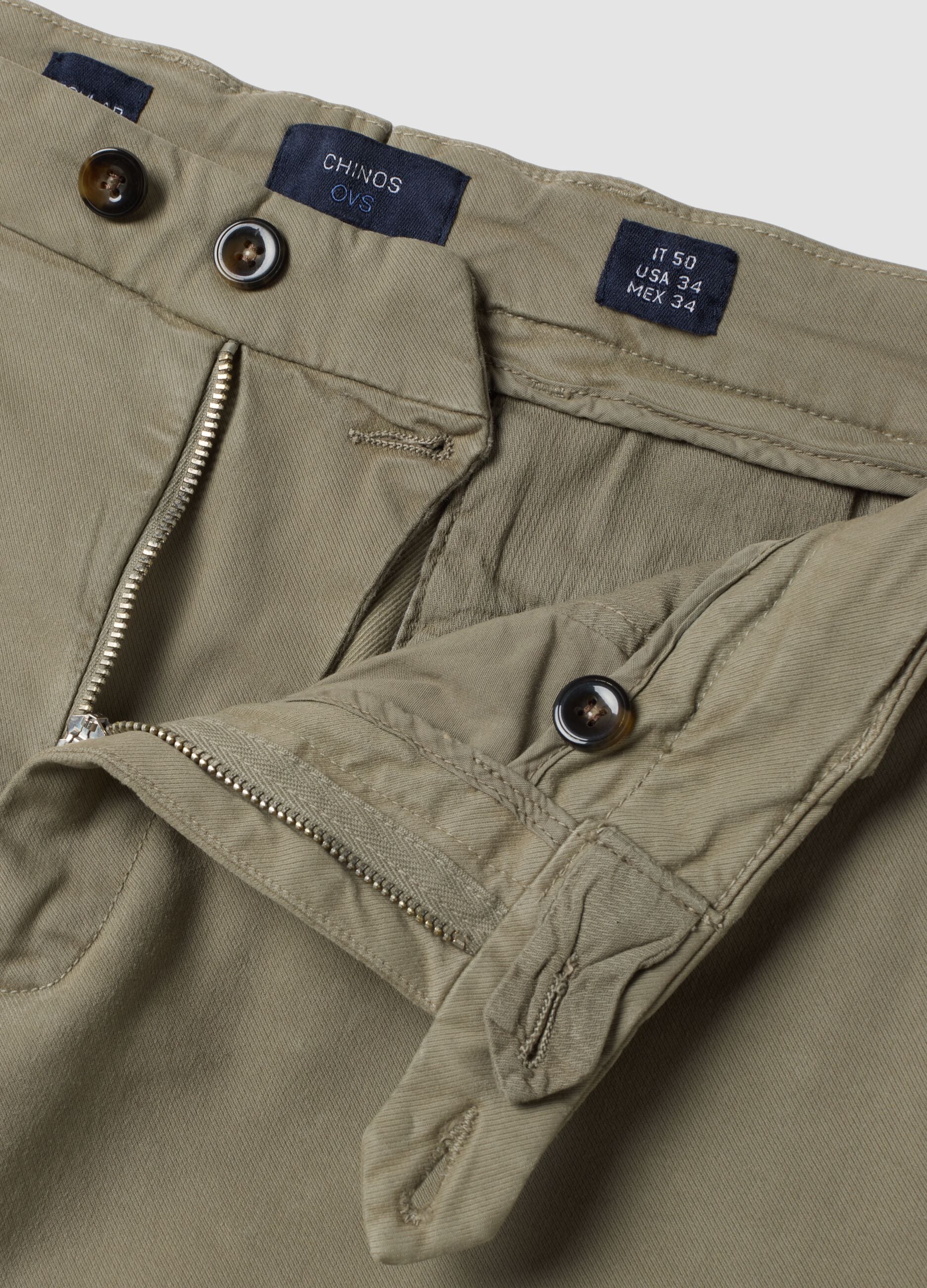 Pantaloni chino marroni in cotone e modal elasticizzato