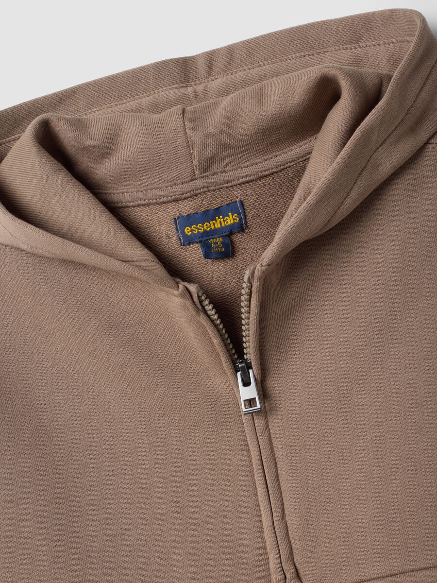 Hellbrauner Hoodie aus reiner Bio-Baumwolle mit Reissverschluss, Oversize-Fit f&uuml;r Jungen_2