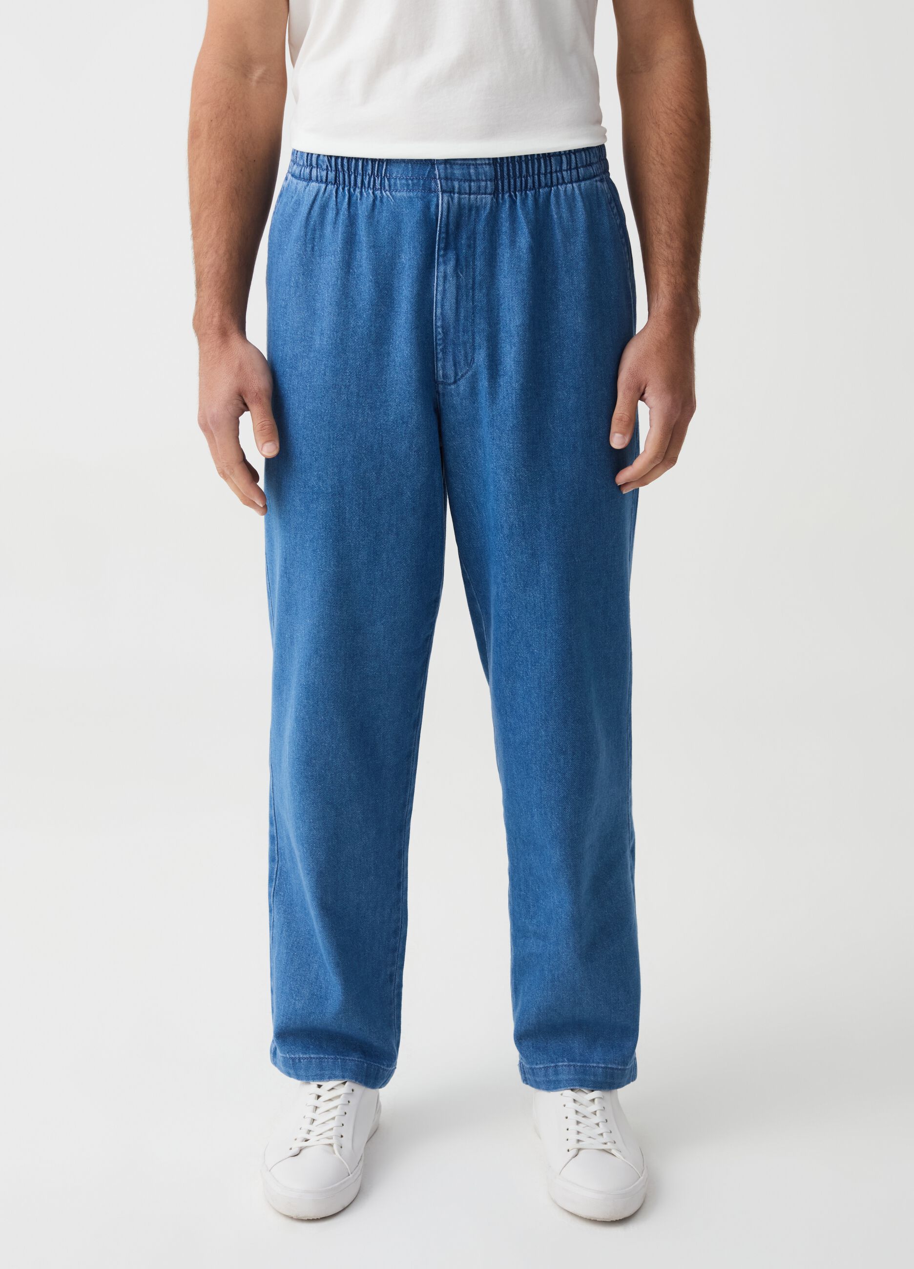 Relaxed-fit chino jogger trousers in denim