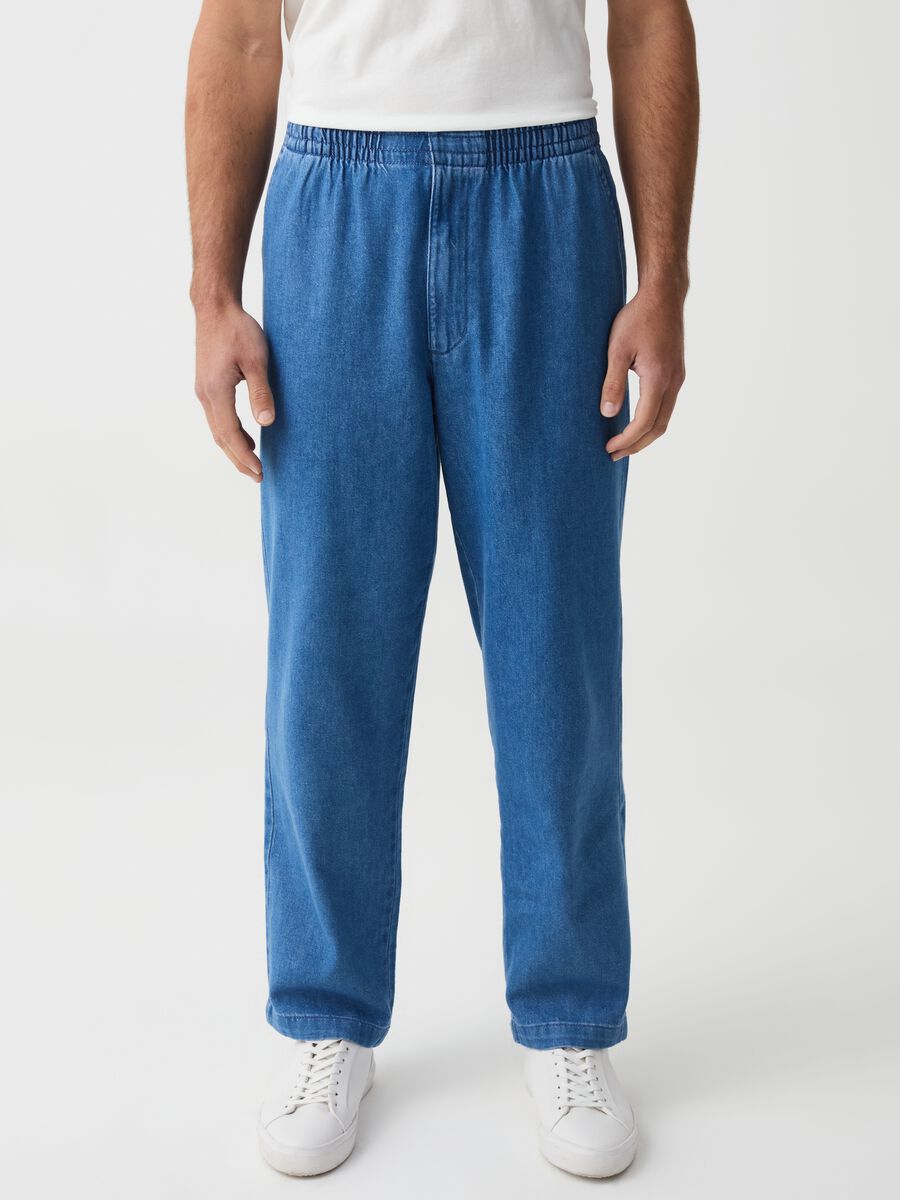Relaxed-fit chino jogger trousers in denim_1