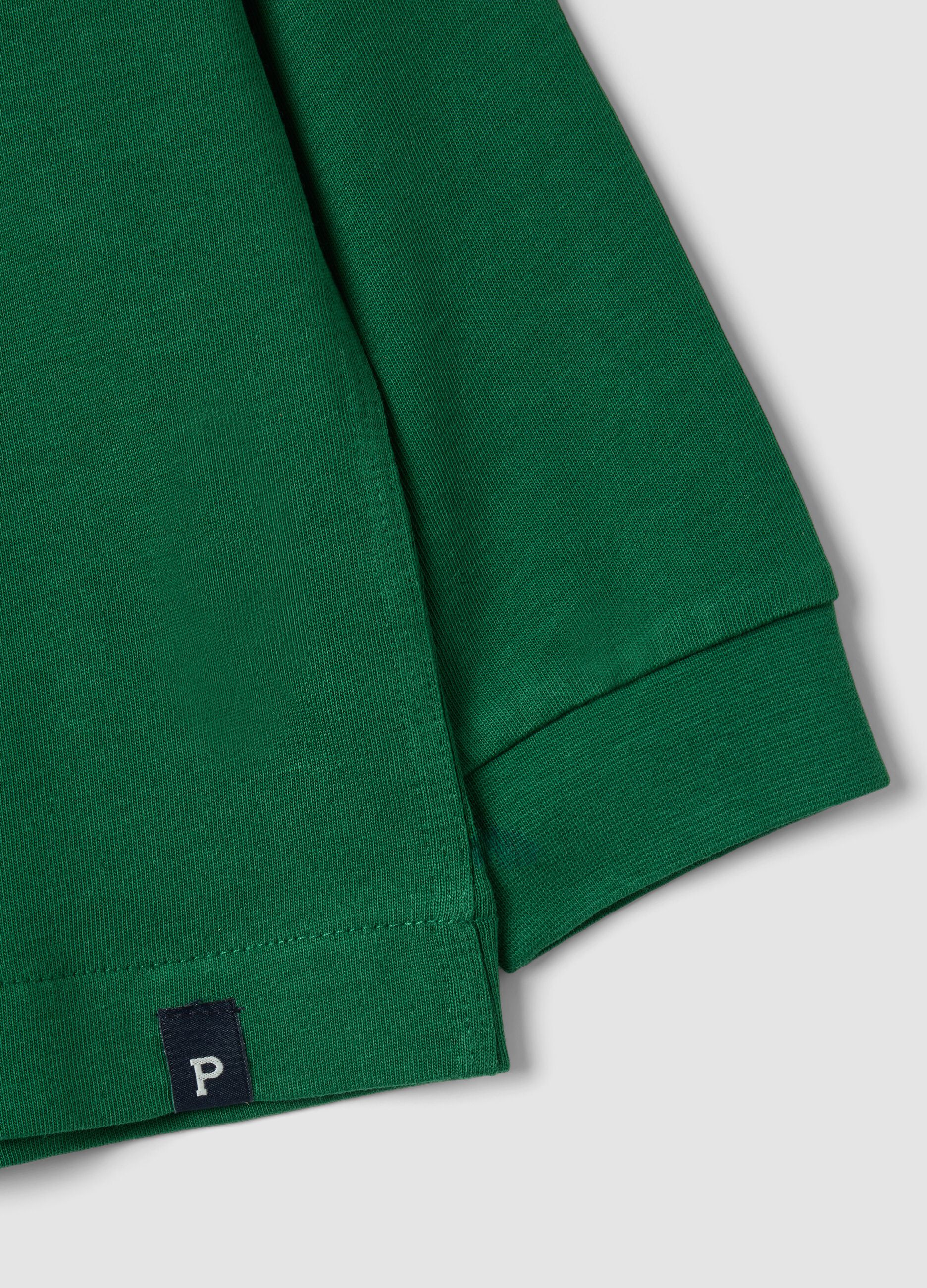 Gr&uuml;nes Langarm-T-Shirt aus reiner Baumwolle mit Rundhalsausschnitt f&uuml;r Jungen