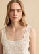 Beige cotton-blend regular-fit tank top with embroidery and mesh_0