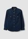 Blue pure cotton shirt with buttons and classic collar, regular fit_4