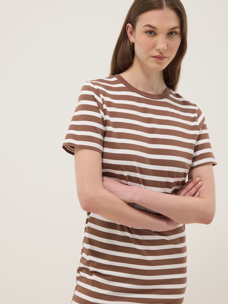 Brown striped stretch-cotton midi dress_3