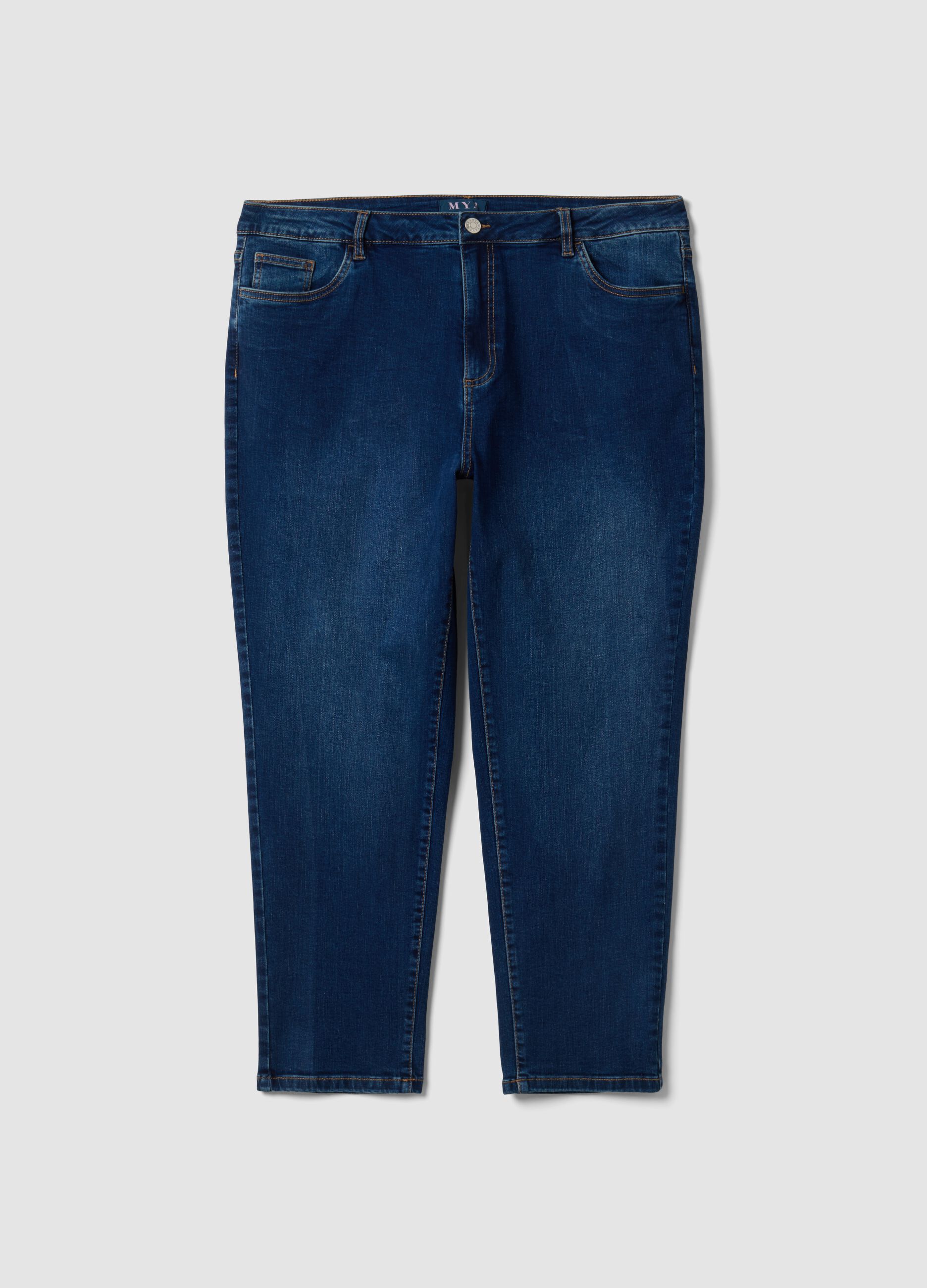 Jeans denim blu in cotone elasticizzato slim fit