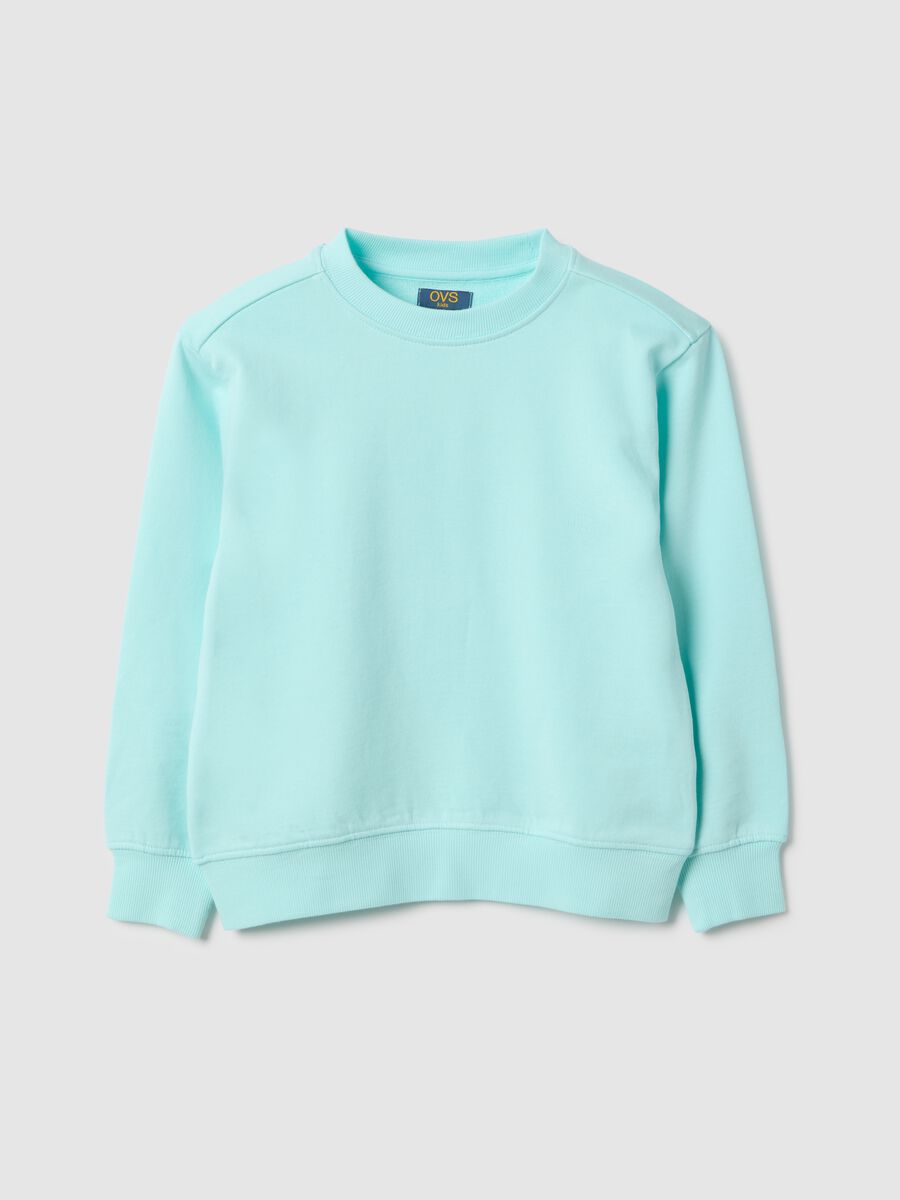Blue pure cotton oversized fit children's crew neck sweatshirt_0